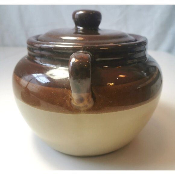 Crock Stoneware Bean Pot Vintage Double Handle Made in Taiwan Heavy Duty 1.09KG - Picture 7 of 9